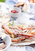 Norway lobster with lemon slices