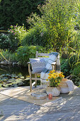 Small seating area on the terrace; accessories with DIY decoration