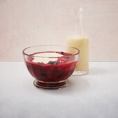 Berry compote with vanilla sauce