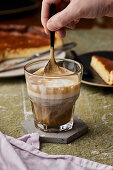 Espresso coffee with milk foam
