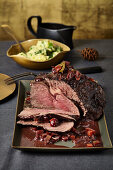 Ribeye Sauerbraten (marinated pot roast) with balsamic vinegar and cranberries