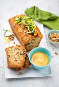 Sweet Zucchini nut bread with apple sauce