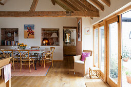 Dining area in a converted barn