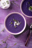 Vegan red cabbage soup with coconut milk