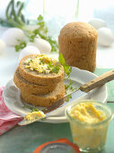 Cress bread from a can with egg spread