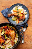 Breton chicken with apples and leeks