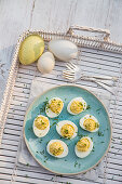 Deviled eggs with cress