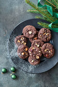 Chocolate cookies with hazelnuts