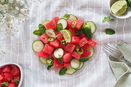 Watermelon cucumber salad