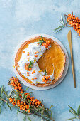 Seabuckthorn pie with meringue