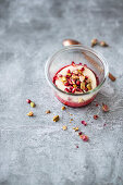 Malabi - Israeli milk pudding with rose water and pistachios