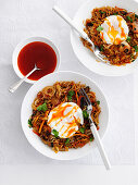 Nasi goreng with poached eggs