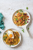 Mediteranean fried rice, Spicy fried basmatic rice with fried egg