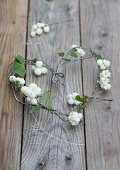 Heart of snowberries