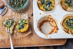 Mini frittatas with cream cheese and spinach