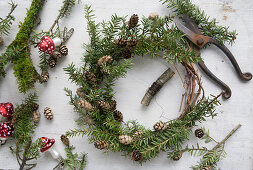 Advent wreath made from hemlock