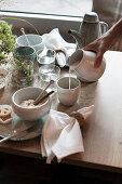 Milk being poured at the coffee table