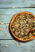 Spinach quiche with cashew nuts