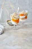 Vegan mandarin sour cream cake in a jar