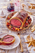 Fillet of beef in brioche dough for Christmas