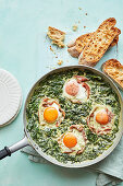 Spinach with poached eggs