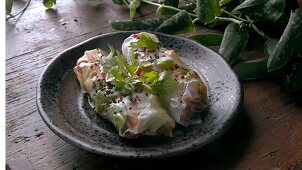 Rice paper rolls with vegetable filling - Step by step