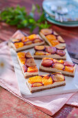 Granola slices with apricots and plums