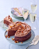 Chocolate fondant cake with red beans