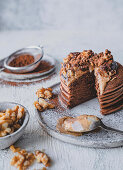 Cocoa pancakes with peanut butter