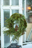 Christmas wreath at the greenhouse entrance