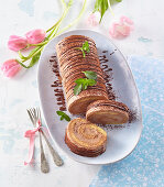 Chocolate cream cake roll