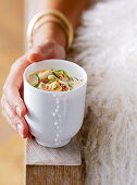 Thai chicken soup in a cup