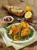 Lemon chicken with smoked almonds