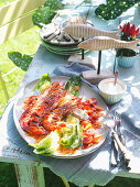 Tex-Mex salad with grilled prawns