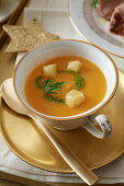Gala sweet potato soup for Movie Night