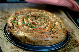 Börek gefüllt mit Kürbis, Spinat und Feta