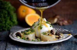 Baked celery with Burrata and orange gremolata