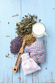 Natural Bath Additives: Dried Herbs and Soy Milk