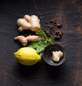 Vegan ingredients for ginger tea