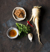 Ingredients for vegan Korean soup