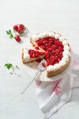 Strawberry Cheesecake with cream dots