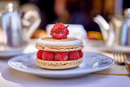 Macaron with raspberry filling