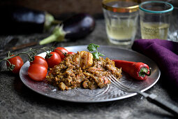 Eggplant mess with shrimp