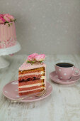 Rosy strawberry dripping cake