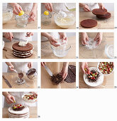 Baking Easter cake with chocolate eggs