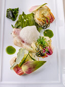 Perch fillet with artichokes