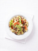 Fusilli with sausage, fennel, and rocket salad
