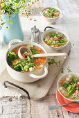 Vegetarian barley soup with vegetables