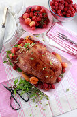 Roast duck with summer fruits