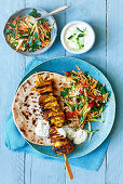 Chicken Tikka Chapatis with Indian Carrot and zucchini Salad